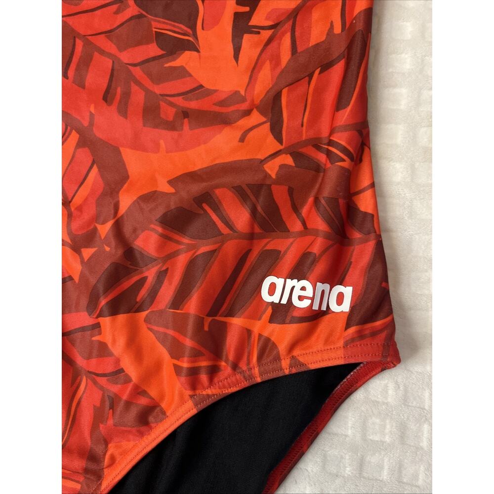Arena One Piece Racer Back Lap Swimsuit Athletic 42 US XL Red Tropical Print - Picture 3 of 13